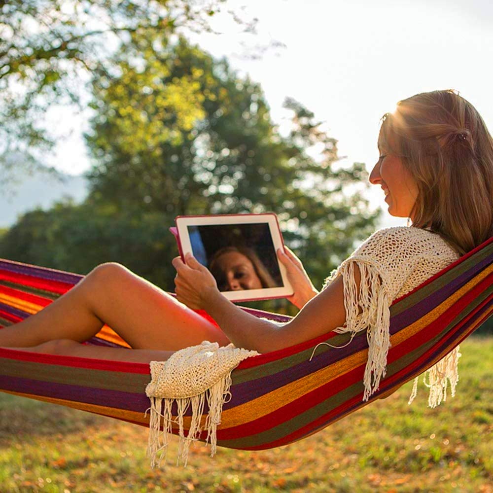 Outdoor amacas Garden Camping Hammock,Portable Hammock for Patio Yard Garden Backyard Porch Travel