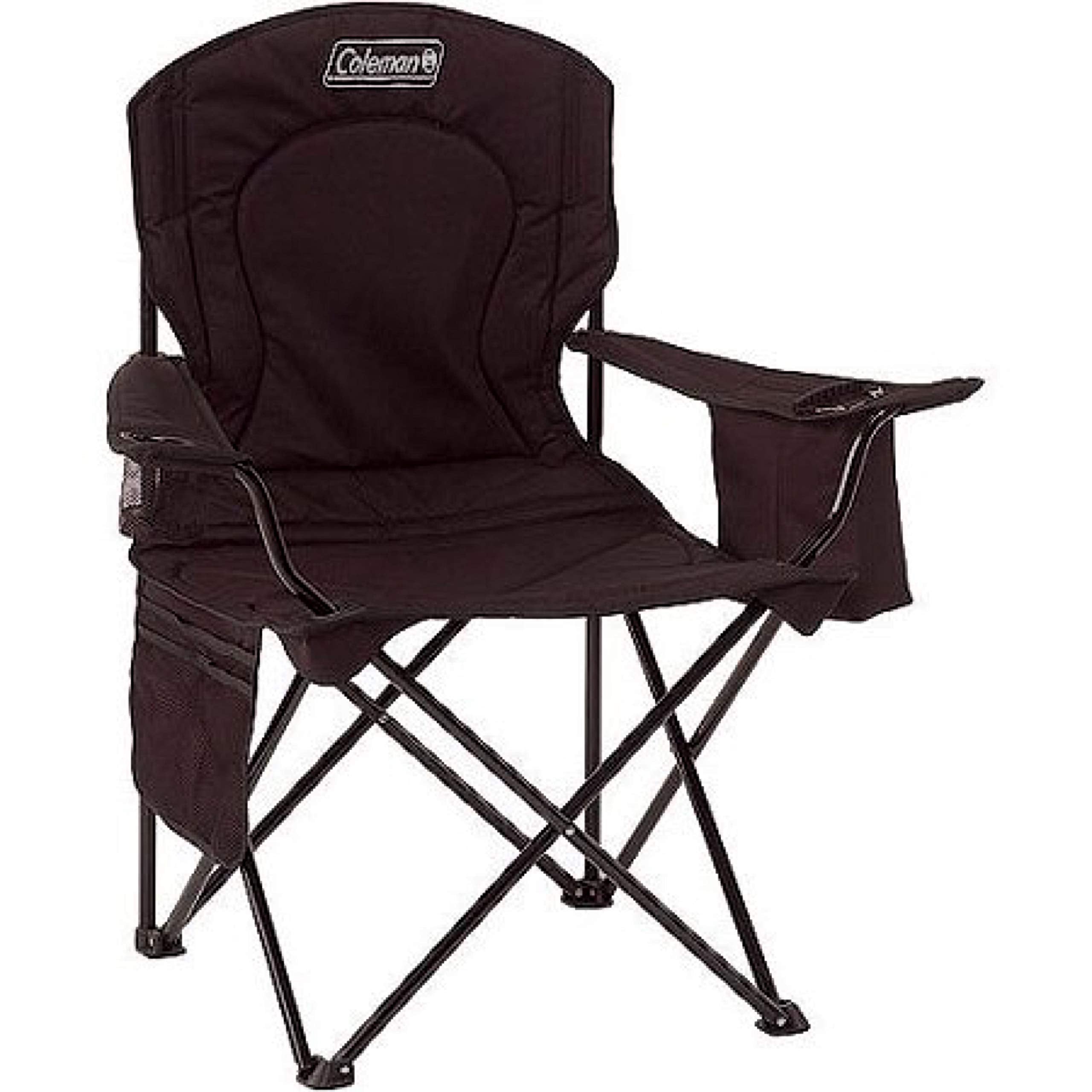 Coleman Portable Camping Chair with 4-Can Cooler, Cushioned Seat & Back with Side Pockets & Cup Holder, Carry Bag Included, Great for Camping, Tailgating, Firepits, Patio, & More
